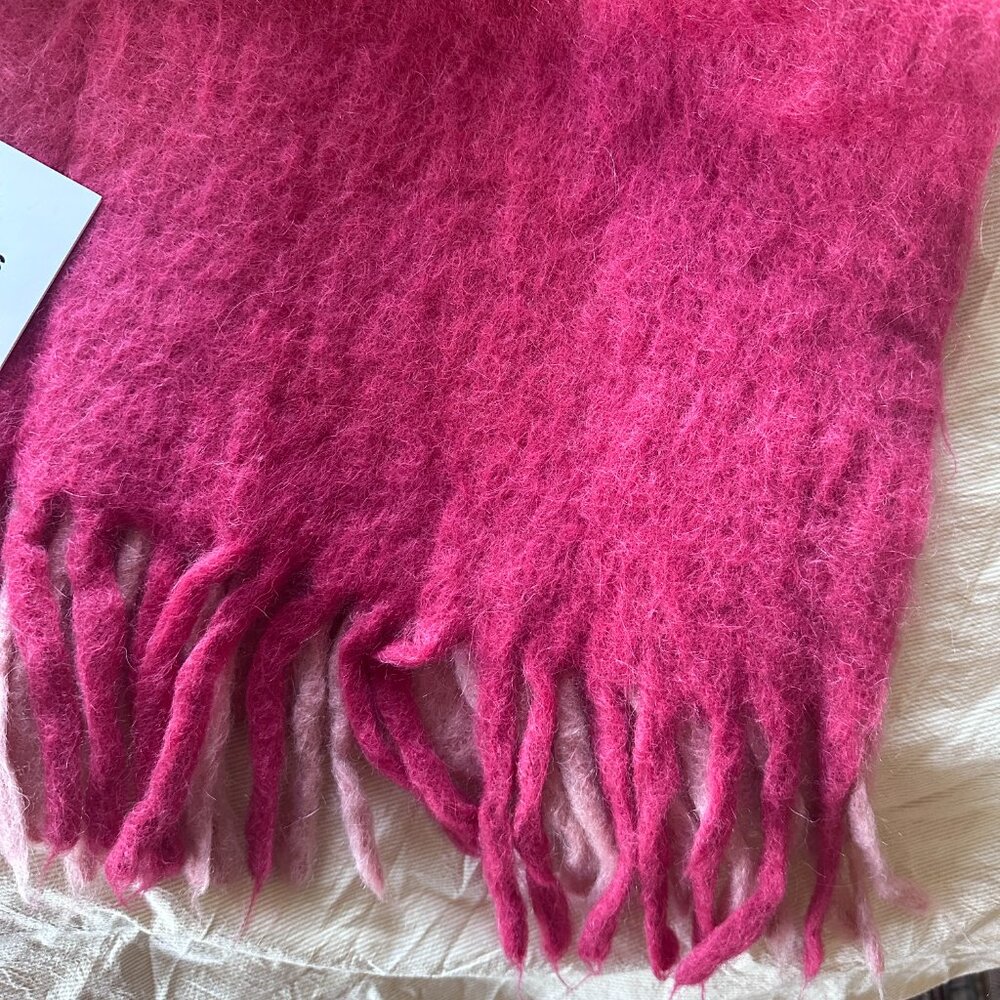Acne Studios Ombré Mohair Blend Fringe Scarf - Pink - Picture 8 of 8